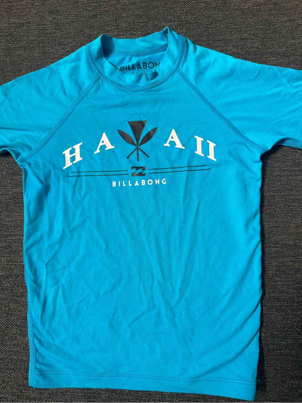 Billabong boys or kids Hawaii Graphic Rash Guard - Turquoise Blue Sz 8
